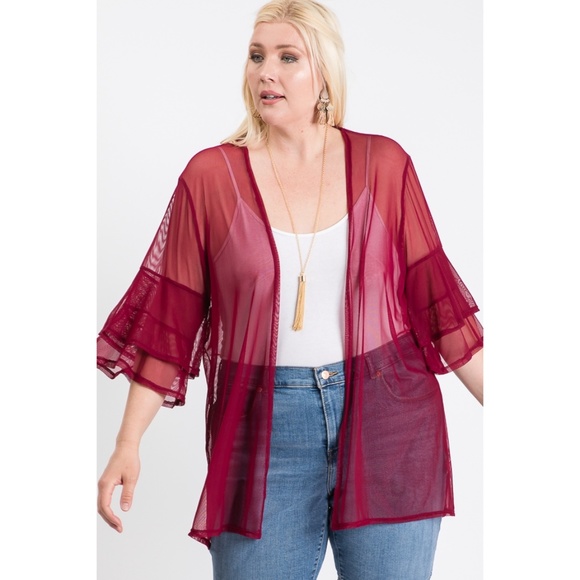 Sheer Burgundy Cardigan - Picture 3 of 4